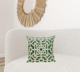 Beige and Green Lattice Velvet Throw Pillow