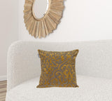 Luxe Velvet Mustard Yellow Beaded Throw Pillow