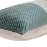 Taupe and Smokey Green Quilted Colorblock Velvet Lumbar Throw Pillow