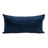 Navy Blue and Silver Quilted Colorblock Velvet Lumbar Throw Pillow