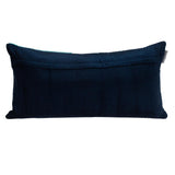 Navy Blue and Sea Blue Quilted Colorblock Velvet Lumbar Throw Pillow