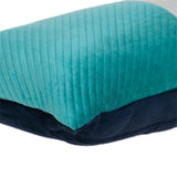 Navy Blue and Sea Blue Quilted Colorblock Velvet Lumbar Throw Pillow