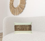 Glam Off White with Golden Sequins Lumbar Throw Pillow