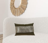 Glam Olive with Gold Sequins Lumbar Throw Pillow