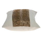 Glam Beige with Golden Sequins Lumbar Throw Pillow