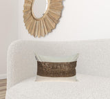 Glam Beige with Golden Sequins Lumbar Throw Pillow