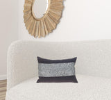 Glam Gray with Silver Sequins Lumbar Throw Pillow