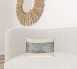 Glam Beige with Silver Sequins Lumbar Throw Pillow