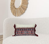 Multicolor Lumbar Throw Pillow with Tassels