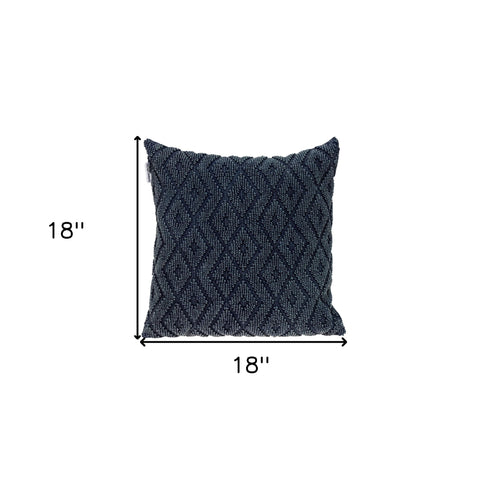 Jacquard Diamond Pattern Decorative Navy Throw Pillow