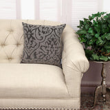 Luxe Velvet Gray Beaded Throw Pillow