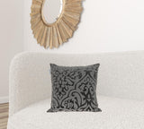 Luxe Velvet Gray Beaded Throw Pillow