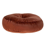 Round Tufted Burnt Orange Velvet Floor Pillow