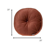 Round Tufted Burnt Orange Velvet Floor Pillow