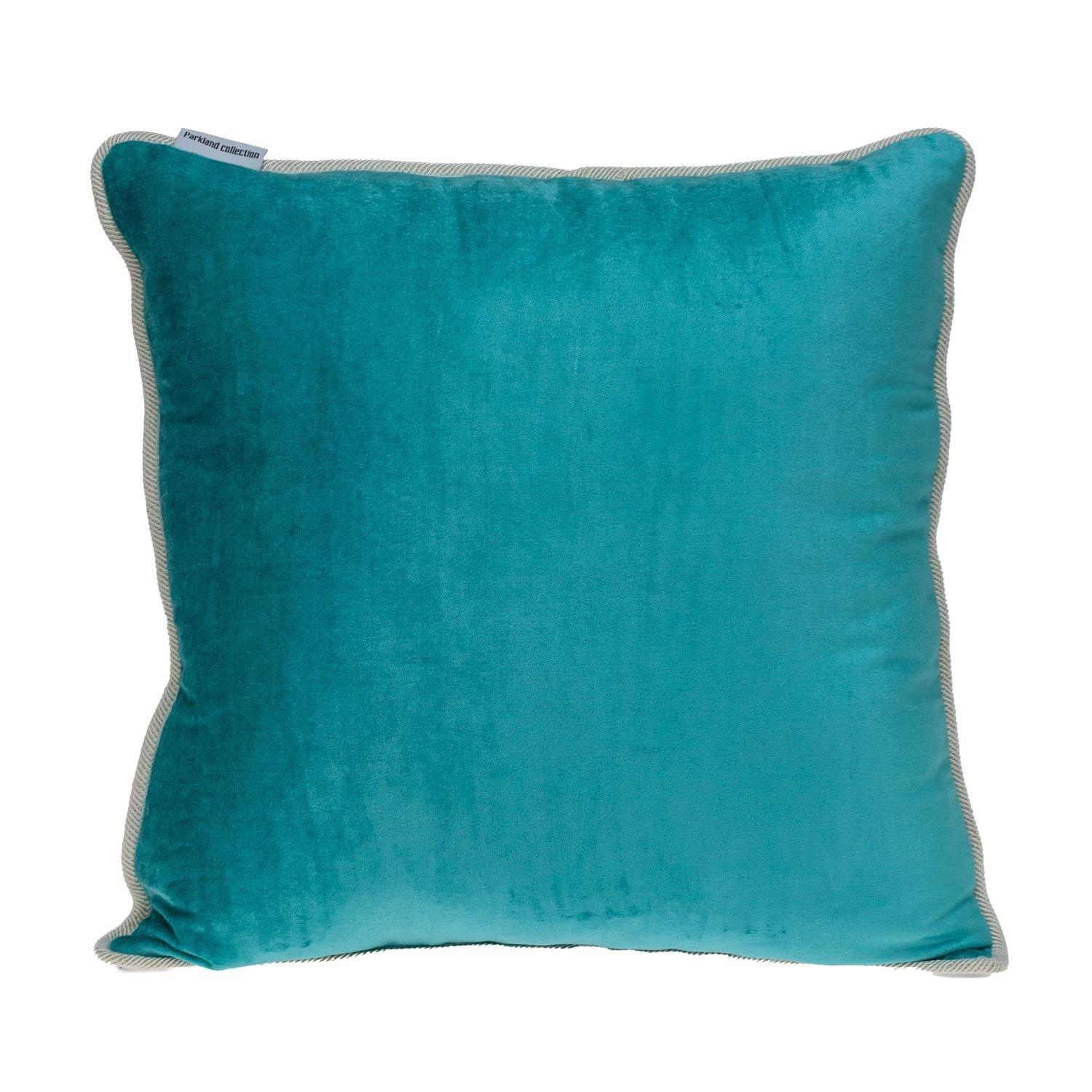 Reversible Royal and Aqua Square Velvet Throw Pillow