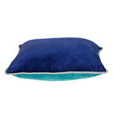 Reversible Royal and Aqua Square Velvet Throw Pillow