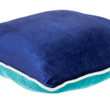 Reversible Royal and Aqua Square Velvet Throw Pillow