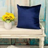 Reversible Royal and Aqua Square Velvet Throw Pillow