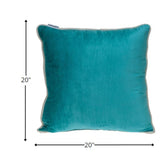 Reversible Royal and Aqua Square Velvet Throw Pillow