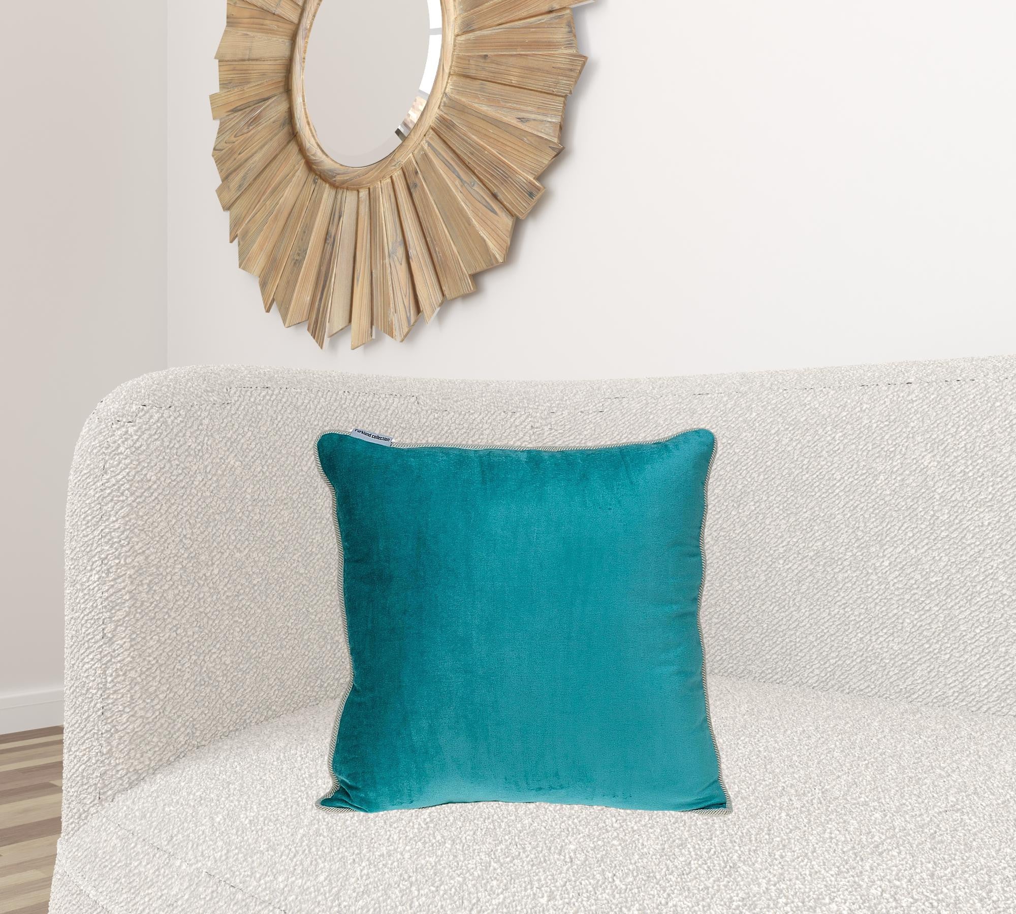 Reversible Royal and Aqua Square Velvet Throw Pillow