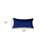 Reversible Royal and Aqua Lumbar Velvet Throw Pillow