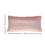 Reversible Ivory and Pink Lumbar Velvet Throw Pillow