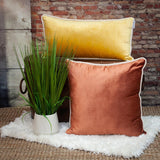 Reversible Gold and Brown Square Velvet Throw Pillow