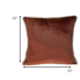 Reversible Gold and Brown Square Velvet Throw Pillow