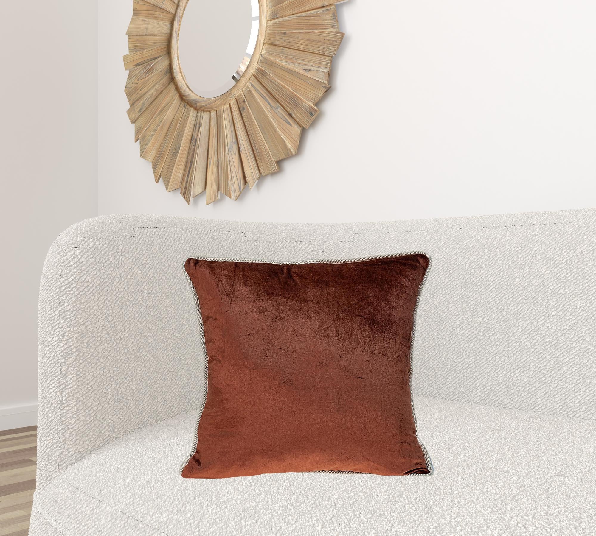 Reversible Gold and Brown Square Velvet Throw Pillow