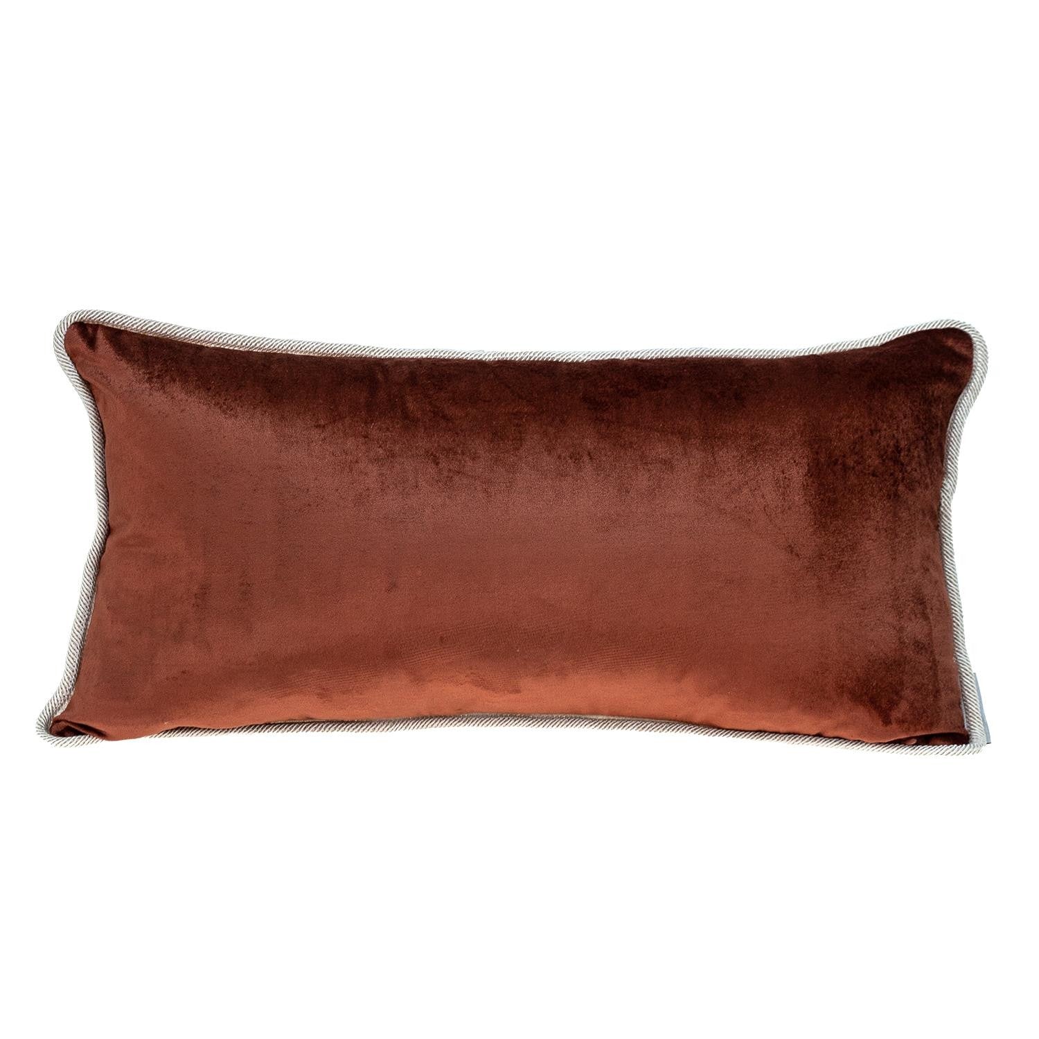 Reversible Gold and Brown Lumbar Velvet Throw Pillow