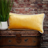 Reversible Gold and Brown Lumbar Velvet Throw Pillow