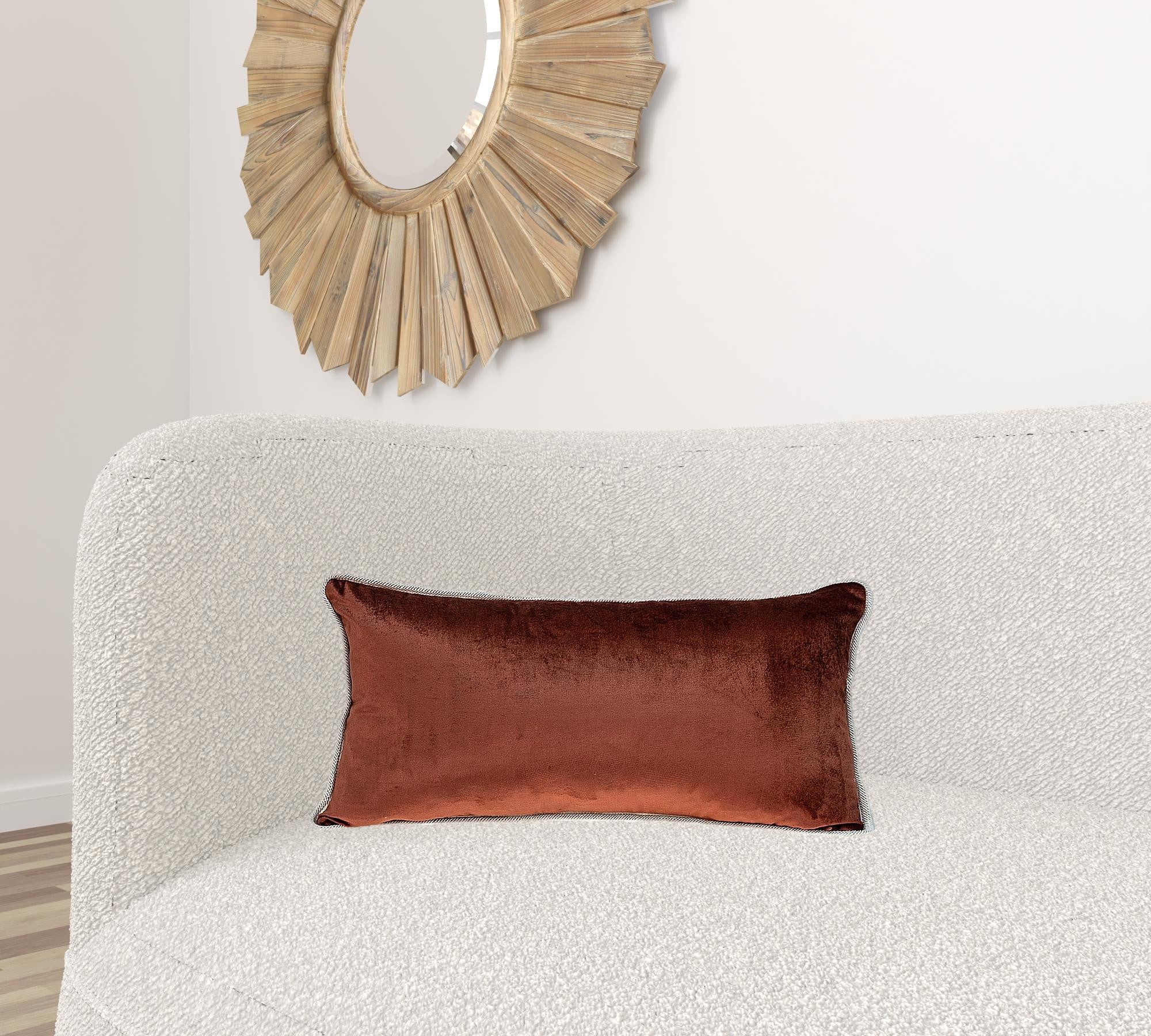 Reversible Gold and Brown Lumbar Velvet Throw Pillow