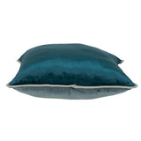 Reversible Gray and Teal Square Velvet Throw Pillow