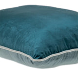 Reversible Gray and Teal Square Velvet Throw Pillow