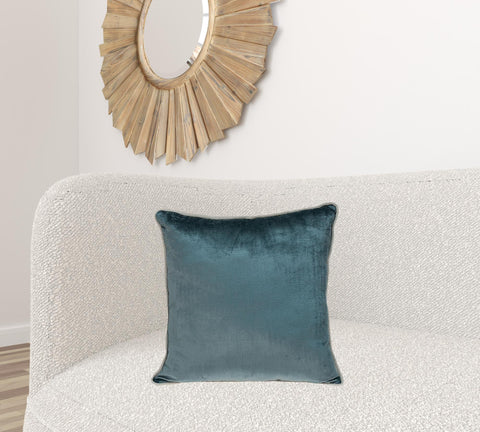 Reversible Gray and Teal Square Velvet Throw Pillow