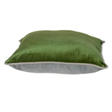 Reversible Blue and Green Square Velvet Throw Pillow