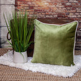 Reversible Blue and Green Square Velvet Throw Pillow