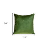 Reversible Blue and Green Square Velvet Throw Pillow