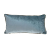 Reversible Blue and Green Lumbar Velvet Throw Pillow