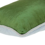 Reversible Blue and Green Lumbar Velvet Throw Pillow