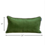 Reversible Blue and Green Lumbar Velvet Throw Pillow