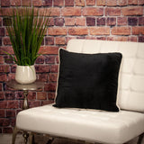 Reversible Black and White Square Velvet Throw Pillow