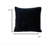 Reversible Black and White Square Velvet Throw Pillow