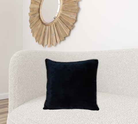 Reversible Black and White Square Velvet Throw Pillow