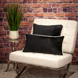 Reversible Black and White Lumbar Velvet Throw Pillow