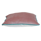 Pink and White Reversible Velvet Throw Pillow