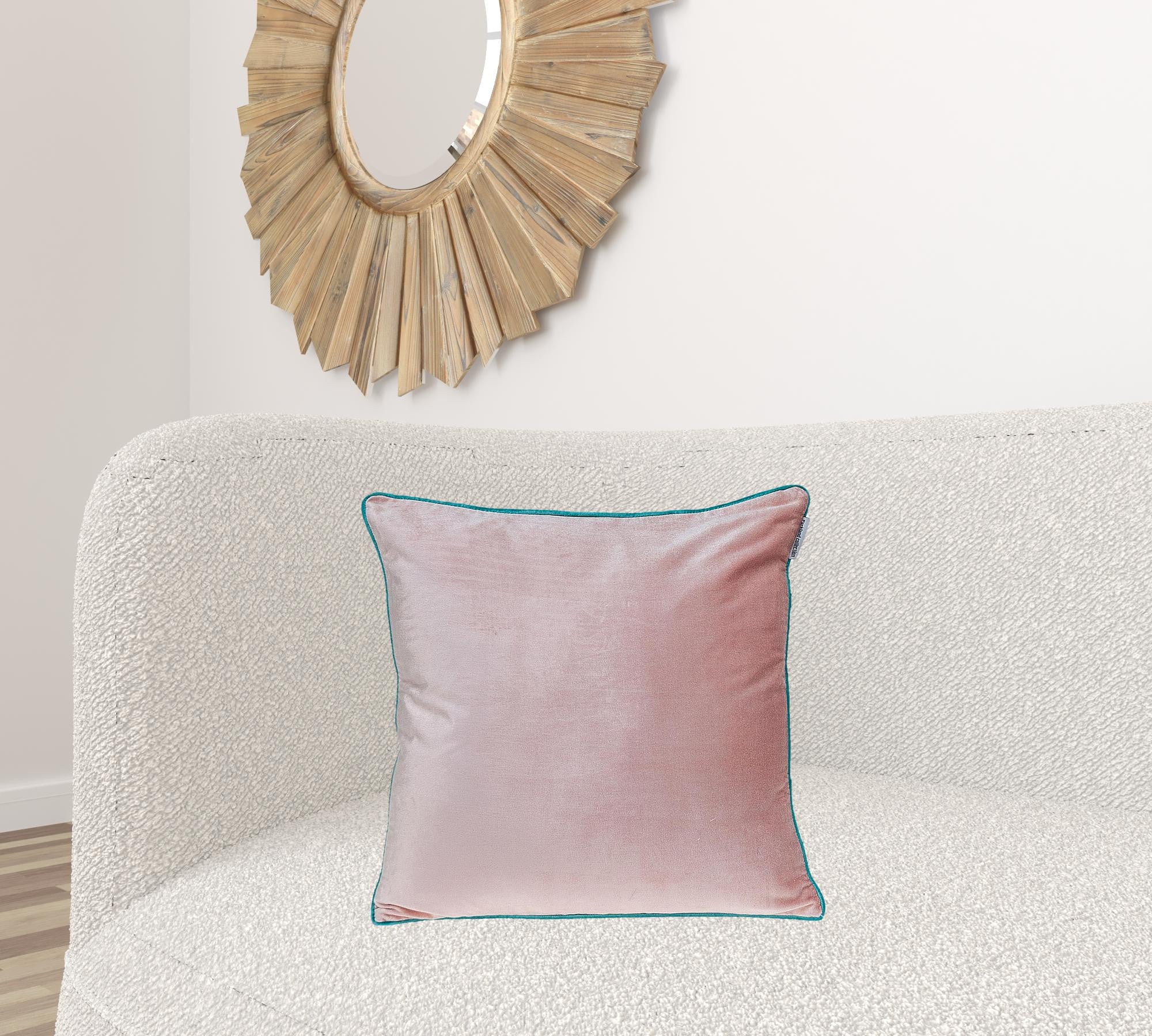 Pink and White Reversible Velvet Throw Pillow