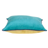 Teal and Gold Reversible Square Velvet Throw Pillow