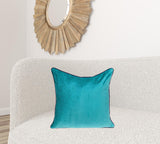 Teal and Gold Reversible Square Velvet Throw Pillow