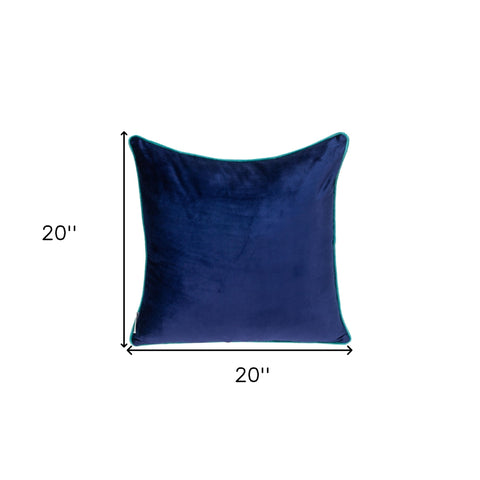 Blue Navy and Gray Reversible Velvet Throw Pillow